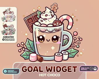 Goal Widget Hot Choco Twitch YouTube stream asset | Streamelements | Christmas stream overlays | track followers subs donations bit |