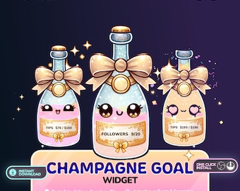 Stream-Widget | Champagner Tor Widget | Festliches Tor Widget für Twitch Youtube Streamer | Neujahrs Tor Widget. Stream-Asset-Streamelemente