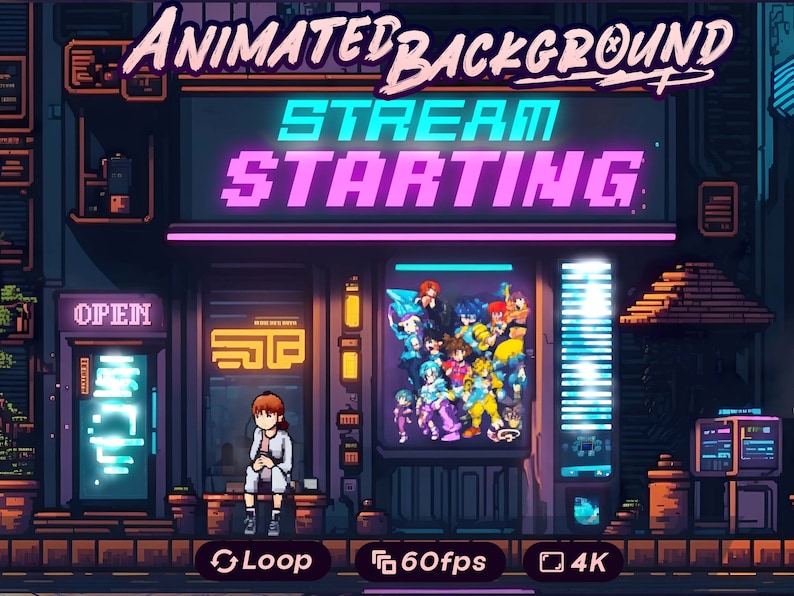 Stream Starting Soon Screen / Twitch Overlay / Vtuber Background/ Pixel ...