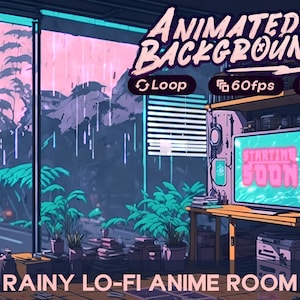 Stream starting soon screen / twitch overlay / vtuber background/ cozy lo fi aesthetic room / animated background  / zoom background