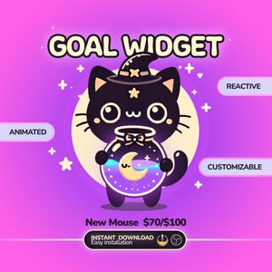 Goal Widget Cute Witchy Black Cat