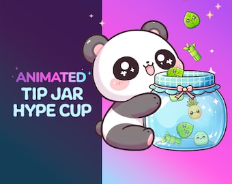 Animated Hype Cup, Tip jar. Stream decoration for Twitch Youtube. Cute Kawaii Panda For Streamelements | Obs | StreamLabs. Easy Installation