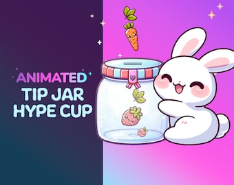 Animated Hype Cup, Tip jar. Stream decoration for Twitch Youtube. Cute Kawaii Bunny For Streamelements | Obs | StreamLabs. Easy Installation
