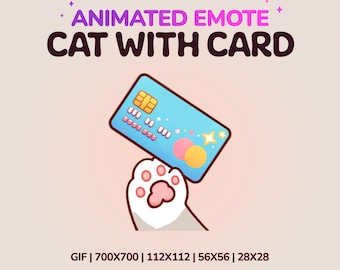 Animated Emotes, Twitch cat emotes, Cute cat paw with credit card emote. Discord, youtube emotes. Cute money emote. Kawaii. FREEGIFT INSIDE