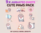 Animated Emotes. 9x Twitch cat paw emote pack. Cute cat paws emote pack. Discord YouTube, kick emotes. Cute stream chat emotes Kawaii vtuber