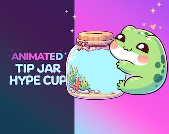 Animated Hype Cup, Tip jar. Stream decoration for Twitch Youtube. Cute Kawaii Frog For Streamelements | Obs | StreamLabs. Easy Installation