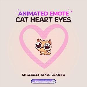 Geanimeerde emotes, Twitch-kattenemotes, Cute Cat Eyes Heart-emote. Discord, youtube-emoties. Leuke geld-emote. Leuk. GRATIS GESCHENK BINNEN