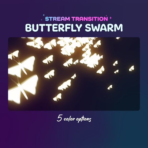 Stinger Transition. Butterfly Swarm. Stream Transition for Twitch / Youtube streamer. Animated stream decoration. OBS stinger Twitch stinger