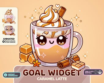 Goal Widget COFFEE CUP Twitch YouTube stream asset | track followers subs donations bit | caramel machiatto,  Streamelements