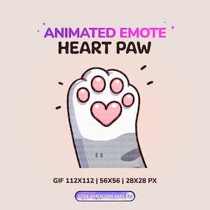Geanimeerde emotes, Twitch-kattenemotes, schattige poot-hart-emote. Discord, YouTube, kick en andere stream-chat-emotes. Leuk. GRATIS GESCHENK BINNEN