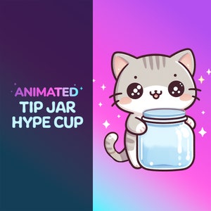 Animated Hype Cup / Tip jar. Stream decoration for Twitch Youtube . Cute Kawaii Cat For Streamelements | Obs | StreamLabs. Easy Installation