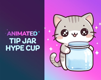 Animated Hype Cup / Tip jar. Stream decoration for Twitch Youtube . Cute Kawaii Cat For Streamelements | Obs | StreamLabs. Easy Installation
