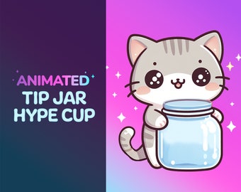 Animated Hype Cup / Tip jar. Stream decoration for Twitch Youtube . Cute Kawaii Cat For Streamelements | Obs | StreamLabs. Easy Installation