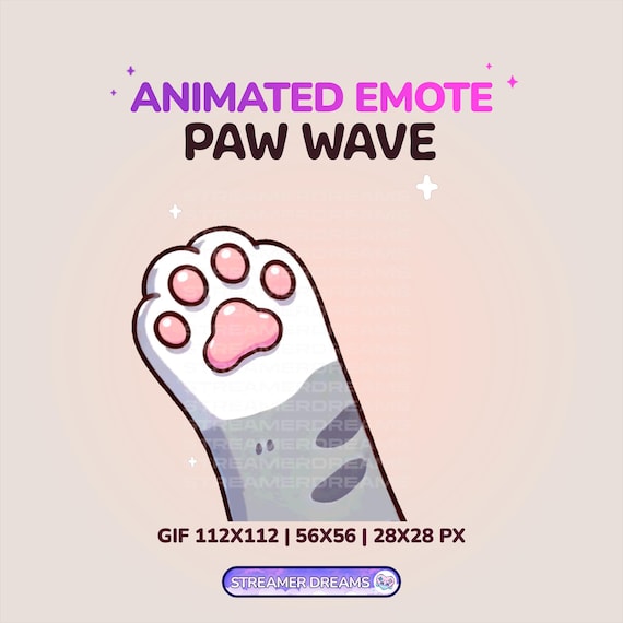 Animated Cat Paw Emote: Waving Hi, Twitch/Discord/YouTube (Digital Download)