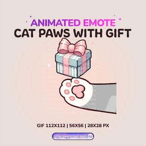 Animated Emotes, Twitch cat emotes, Cute cat paws with gift emote. Discord, youtube emotes. Cute Kawaii emote. vtuber assets FREEGIFT INSIDE