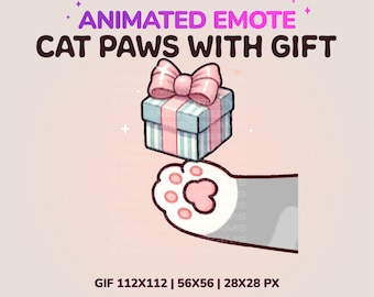 Animated Emotes, Twitch cat emotes, Cute cat paws with gift emote. Discord, youtube emotes. Cute Kawaii emote. vtuber assets FREEGIFT INSIDE