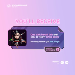 Widget is one click install for streamelements. works perfectly with twitch!  shows avatar and username. uses chat commands and channel points to work!