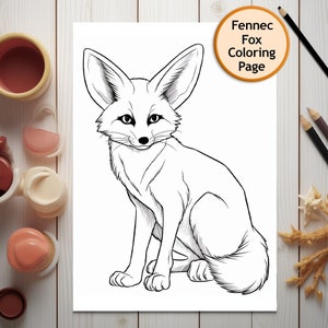 Fennek Fuchs Malseite, Ausmalbilder zum Ausdrucken, Ausmalen für Erwachsene und Kinder, PNG, Instant Download, kommerzielle Nutzung