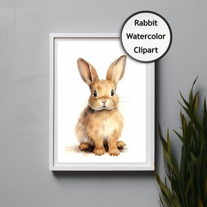 Bunny Rabbit, Watercolor Clipart, Transparent, Wall Art, Animal Clipart, Scrapbooking, PNG, Digital Download, Commercial Use