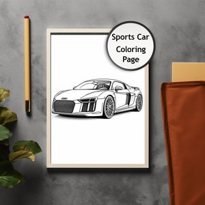 Sports Cars Coloring Page, Race Car, Vehicle, Car, Printable Coloring Page, Coloring for Kids and Adults, Instant Download, Commercial Use