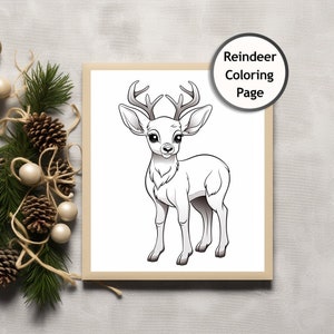 Reindeer, Christmas Coloring, Printable Coloring Page, Coloring for Adults and Kids, Instant Download, PNG, Commercial Use
