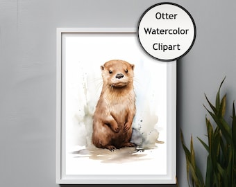 Sea Otter Watercolor Clipart, Animal PNG (Digital Download)