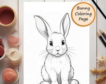 Bunny Rabbit | Rabbit | Coloring Page | Animal Portrait | Printable Coloring Page | Coloring for Adults | Instant Download | Commercial Use