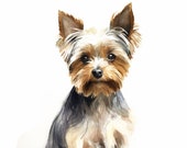 Yorkie Watercolor Portrait | Printable Pet Clipart (PNG, Digital Download)