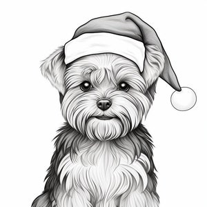 Yorkshire Terrier | Yorkie | Coloring Page | Christmas | Printable Coloring Page | Coloring for Adults | Instant Download | Commercial Use
