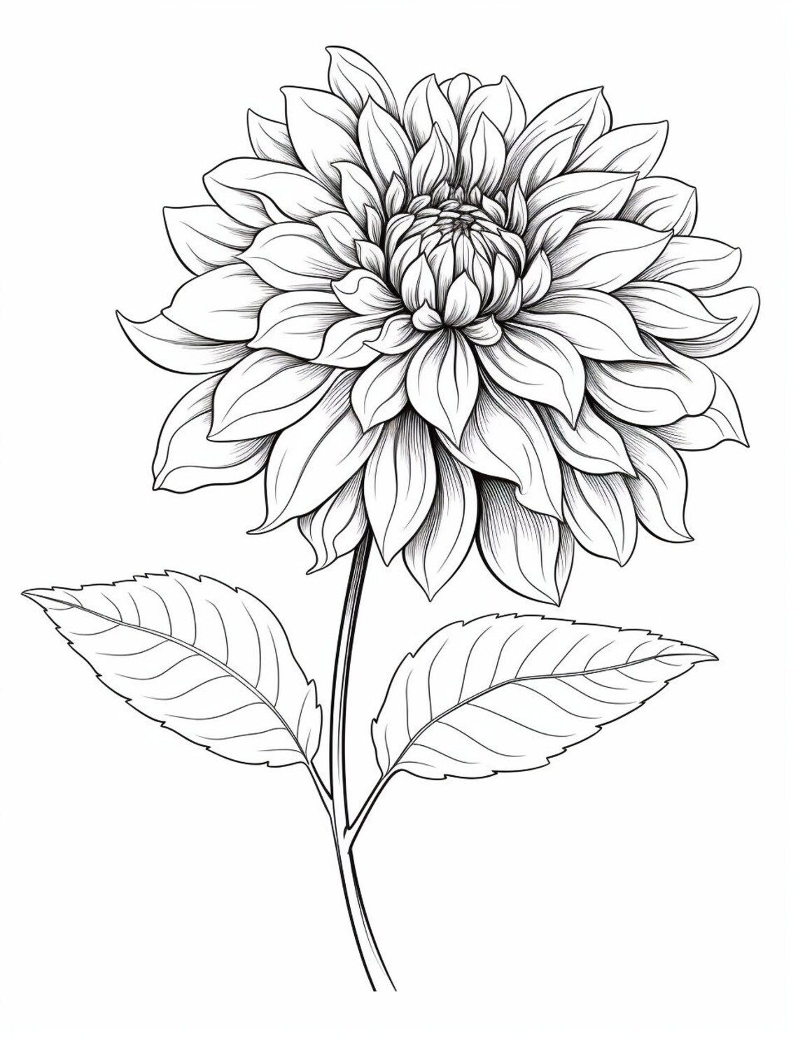 Dahlia | Flower | Coloring Page | Flower Portrait | Printable Coloring ...
