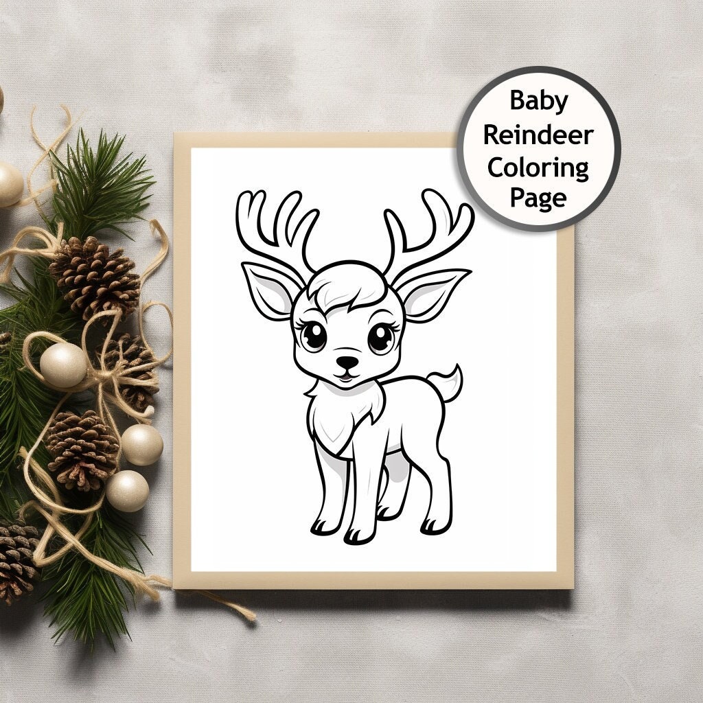 Baby Reindeer Christmas Coloring - Il Fullxfull.5498140827 O07f 