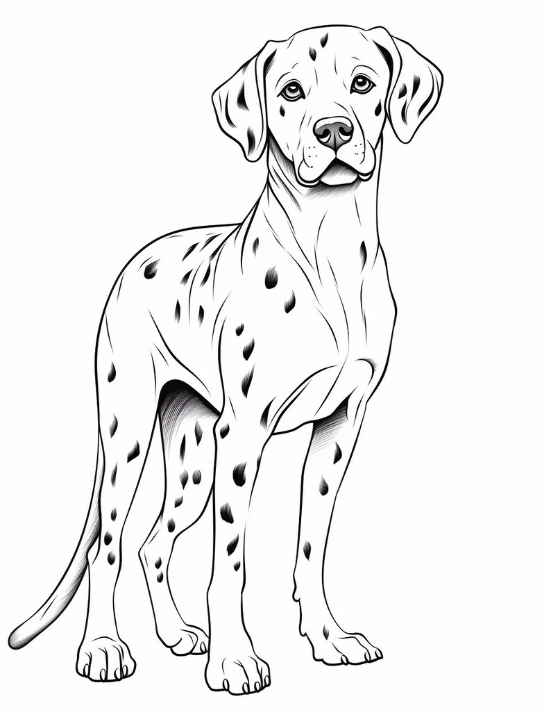Dalmatian, Dog, Coloring Page, Dog Portrait, Printable Coloring Page