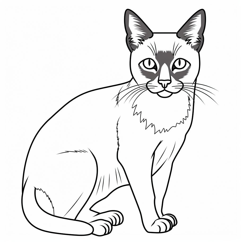 Siamese Cat Cat Coloring Page Cat Portrait Printable Coloring Page ...
