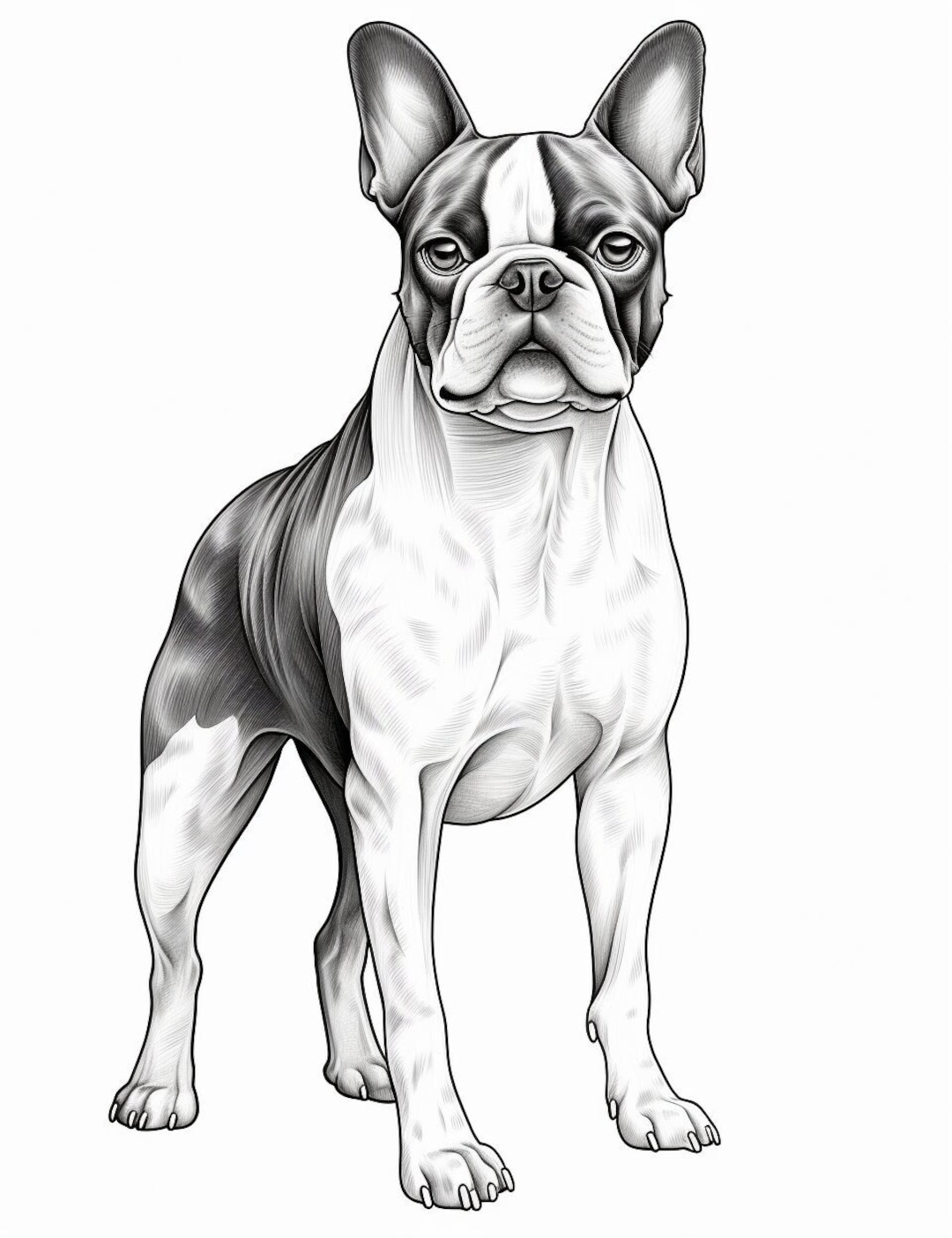 Boston Terrier Dog Coloring Page Pet Portrait Printable Coloring Page