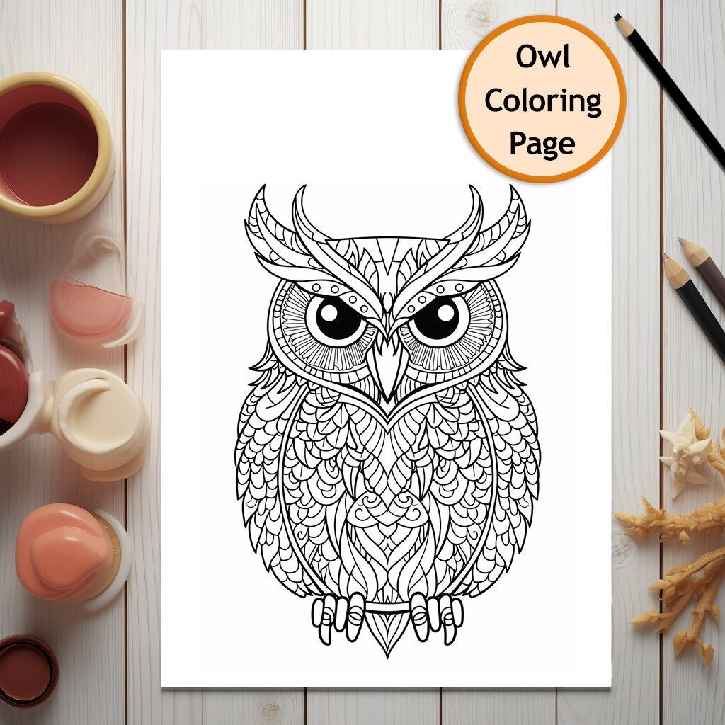 Owl Bird Coloring Page Mandala Bird Portrait Printable - Etsy