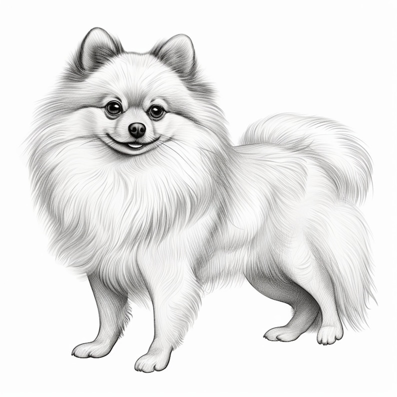 Pomeranian, Dog, Coloring Page, Dog Portrait, Printable Coloring Page ...