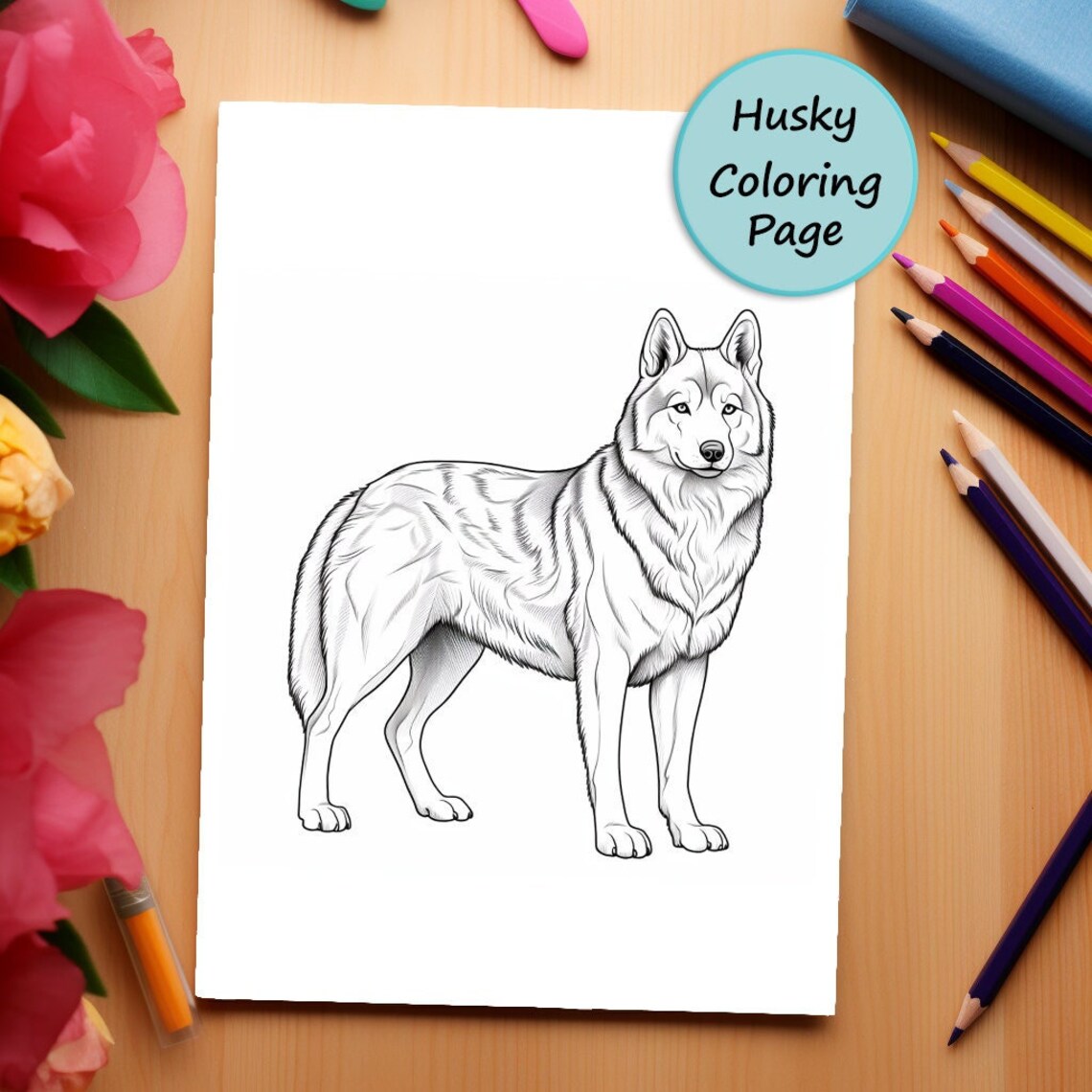 Husky | Dog | Coloring Page | Pet Portrait | Printable Coloring Page ...