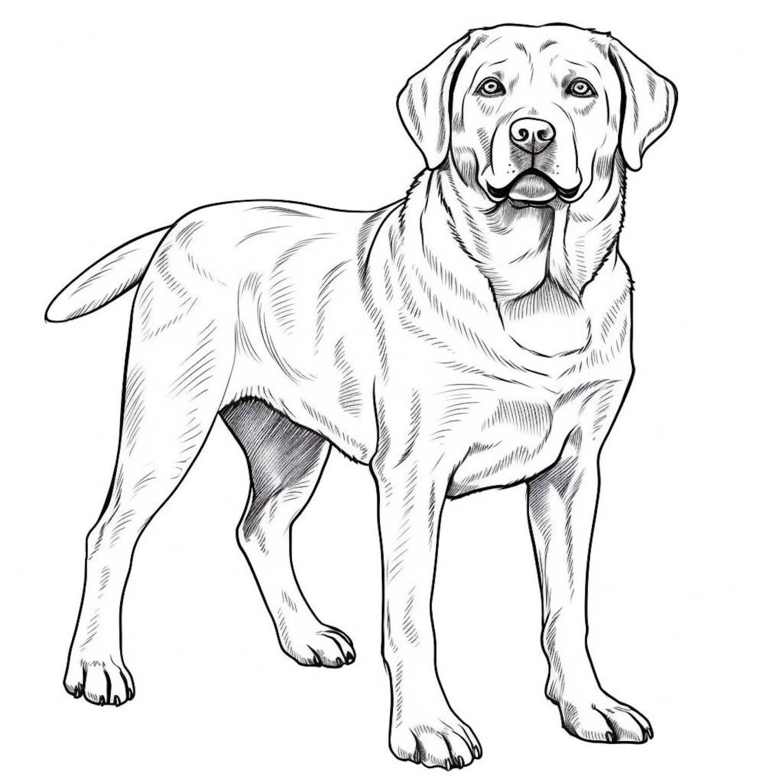 Labrador, Dog, Coloring Page, Dog Portrait, Printable Coloring Page, Coloring for Adults and ...