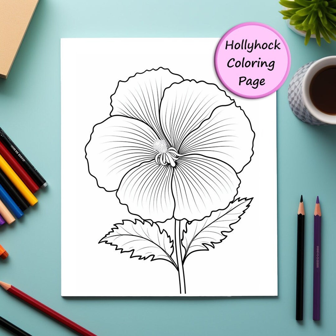 Hollyhock, Flower, Coloring Page, Flower Portrait, Printable Coloring ...