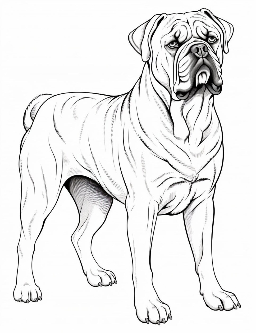Bullmastiff Dog Coloring Page Portrait Printable - Etsy