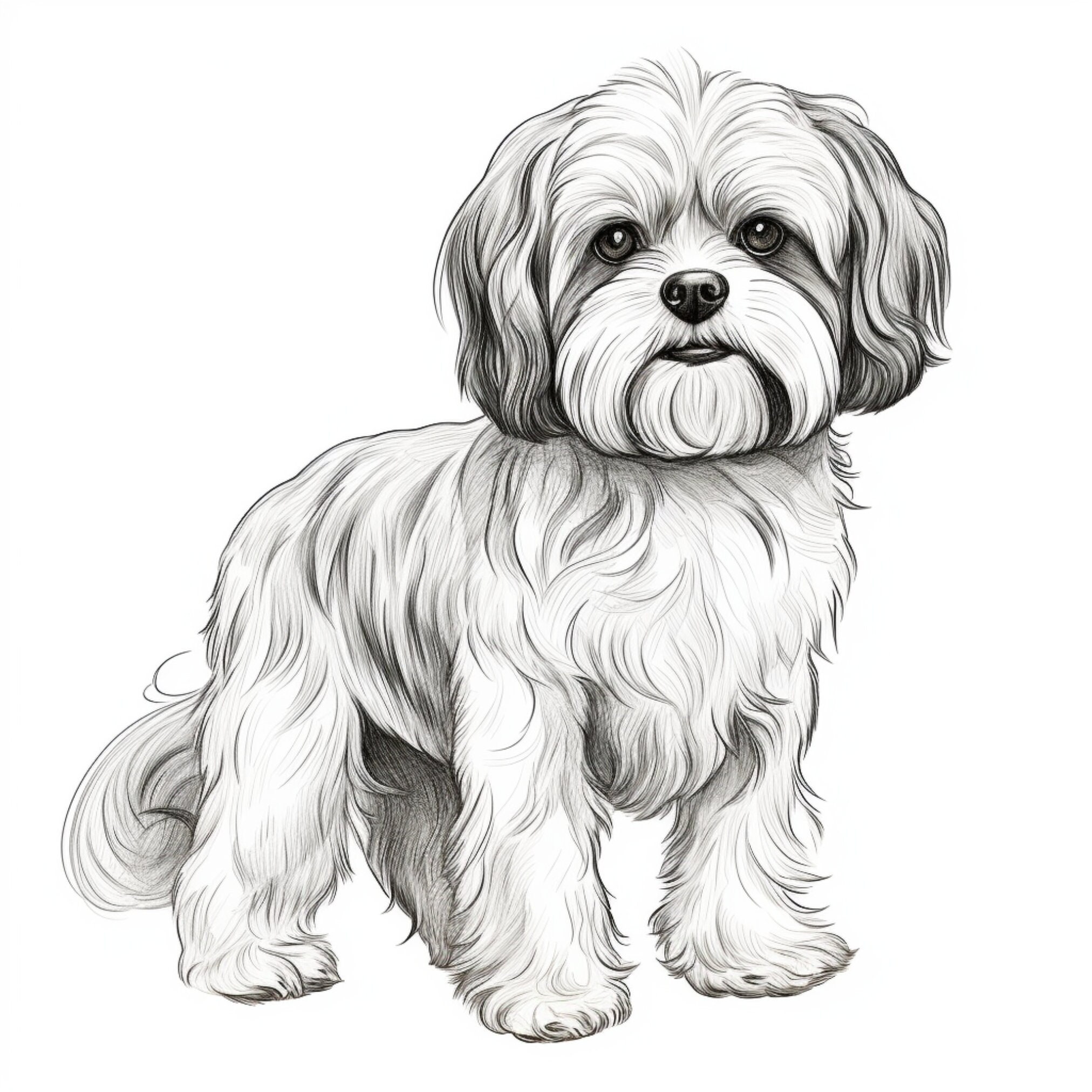 Shih Tzu, Dog Coloring Page, Printable Coloring Page, Coloring for