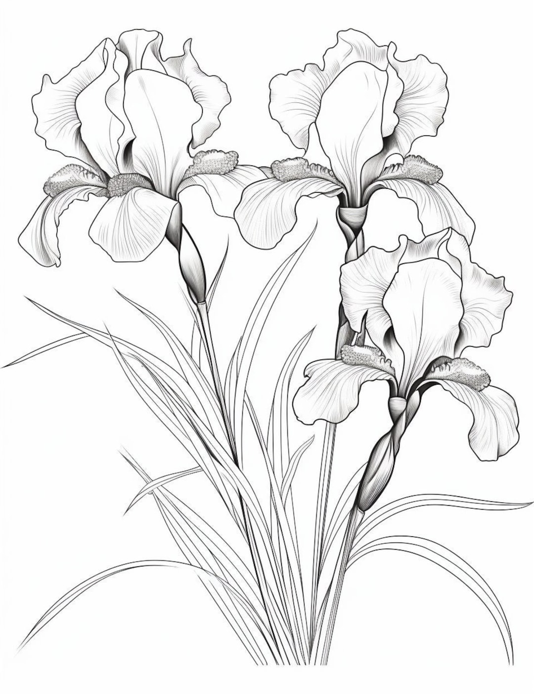 iris-flower-coloring-page-flower-portrait-printable-etsy