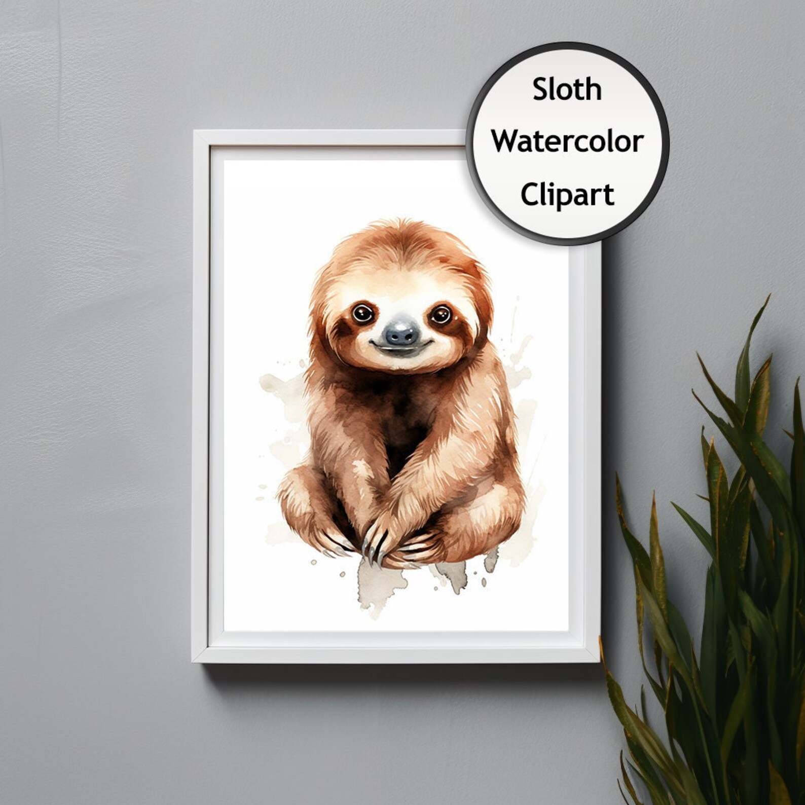 Sloth, Watercolor Clipart, Transparent, Wall Art, Animal Clipart ...
