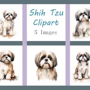 Shih Tzu, Dog, Watercolor Clipart, Dog Portrait, Scrapbooking, Paper Crafts, Journal, Digital Prints, PNG, Instant Download, Commercial Use
