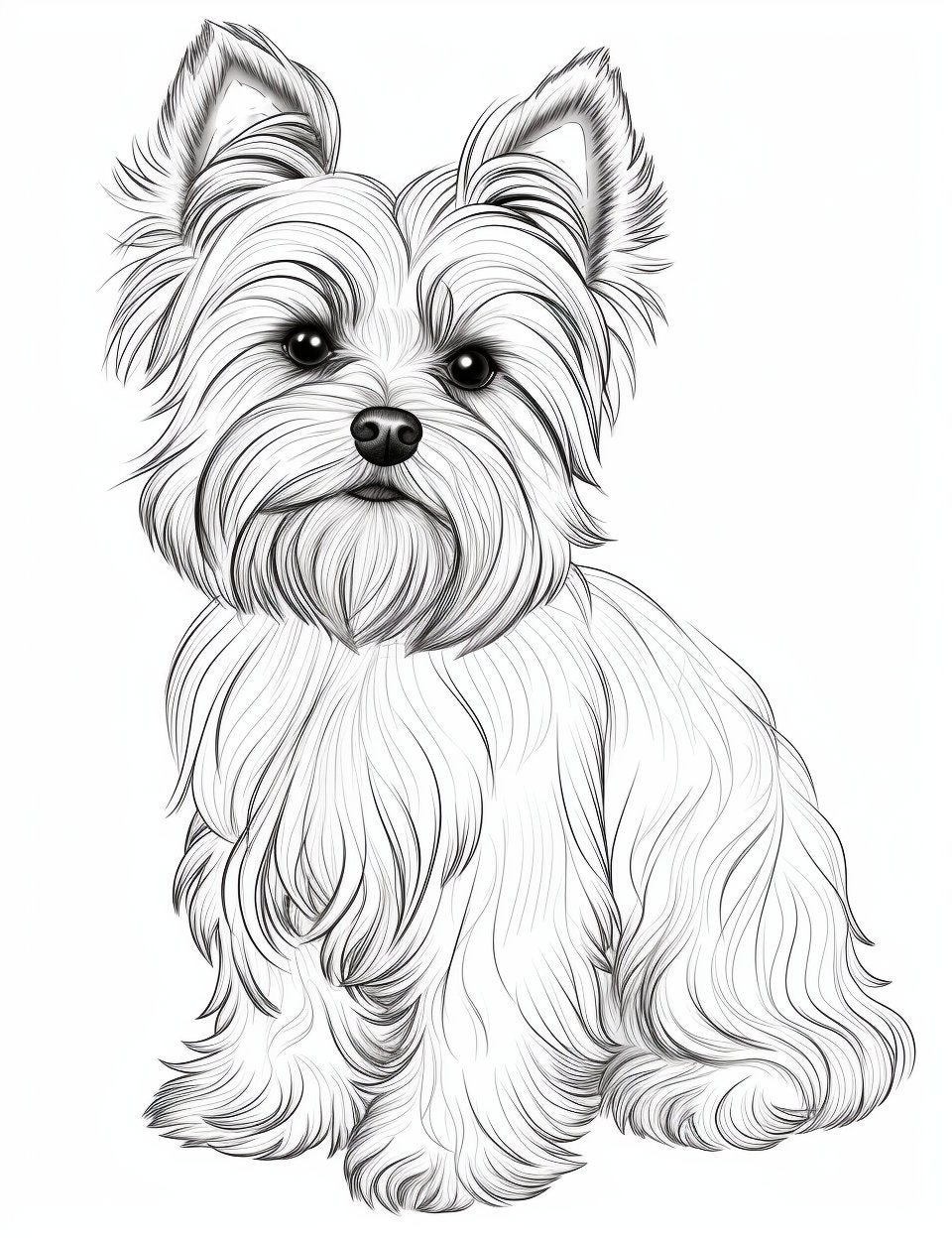 Yorkshire Terrier Yorkie Coloring Pages Pet Portrait Printable Coloring