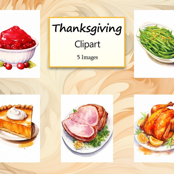 Thanksgiving Watercolor Clipart, Transparent, Food Clipart, Bundle, Scrapbooking, Digital Prints, PNG, Instant Download, Commercial Use