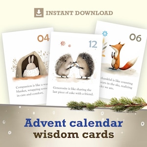 Printable Advent Calendar Cards Christmas Countdown Brainy Quotes Affirmation and Mindfulness Cards Unique Holiday Gift to Print
