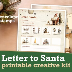 Printable Letter to Santa Christmas Wish List Dear Santa Father Christmas Letter Kids Printable Wish List to Santa Watercolor Download