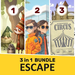 Printable Escape Room for Kids: 3-Game Bundle, Escape Kit, Party Game, Instant Download, Home Adventure, Value Pack, Kids and Teens, PDF