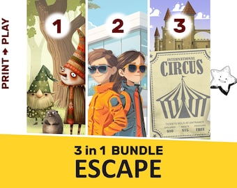 Printable Escape Room for Kids: 3-Game Bundle, Escape Kit, Party Game, Instant Download, Home Adventure, Value Pack, Kids and Teens, PDF